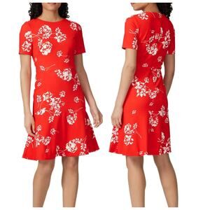 Lauren Ralph Lauren Red Floral Baba Jersey Dress US 4 Knee Length Office Career